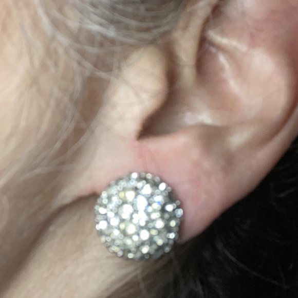 Ciner pave rhinestone clip-on earrings (dots) - Picture 3 of 3